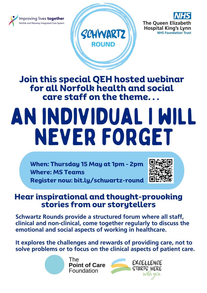 PrimaryCareWorkforce (@nwpcworkforce) on Twitter photo We have joined forces with <a href="/TeamQEH/">The QEH King's Lynn</a> to deliver our first ever virtual Partnership #SchwartzRound on 15/05/2025, from 1pm - 2pm. Our theme is 'An individual I will never forget'. Click here to book: forms.office.com/Pages/Response… <a href="/PointofCareFdn/">The Point of Care Foundation</a> We have joined forces with <a href="/TeamQEH/">The QEH King's Lynn</a> to deliver our first ever virtual Partnership #SchwartzRound on 15/05/2025, from 1pm - 2pm. Our theme is 'An individual I will never forget'. Click here to book: forms.office.com/Pages/Response… <a href="/PointofCareFdn/">The Point of Care Foundation</a>