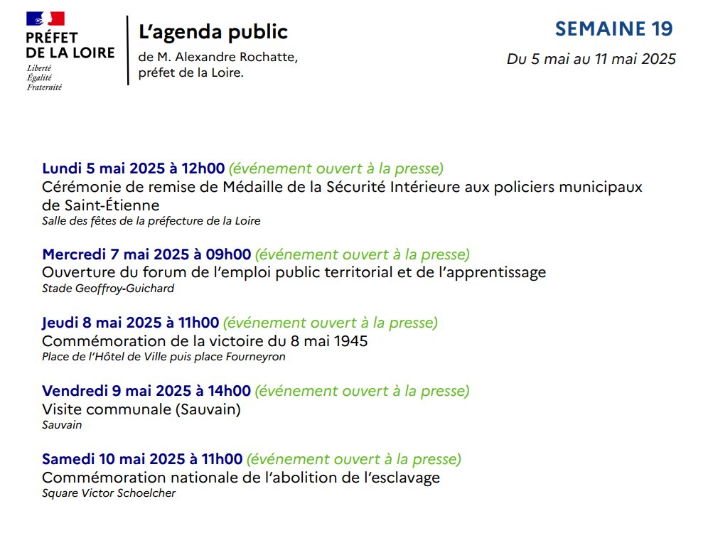 Image de Préfet de la Loire : 📸Agenda public de M. Alexandre Rochatte, préfet de la Loire⬇️