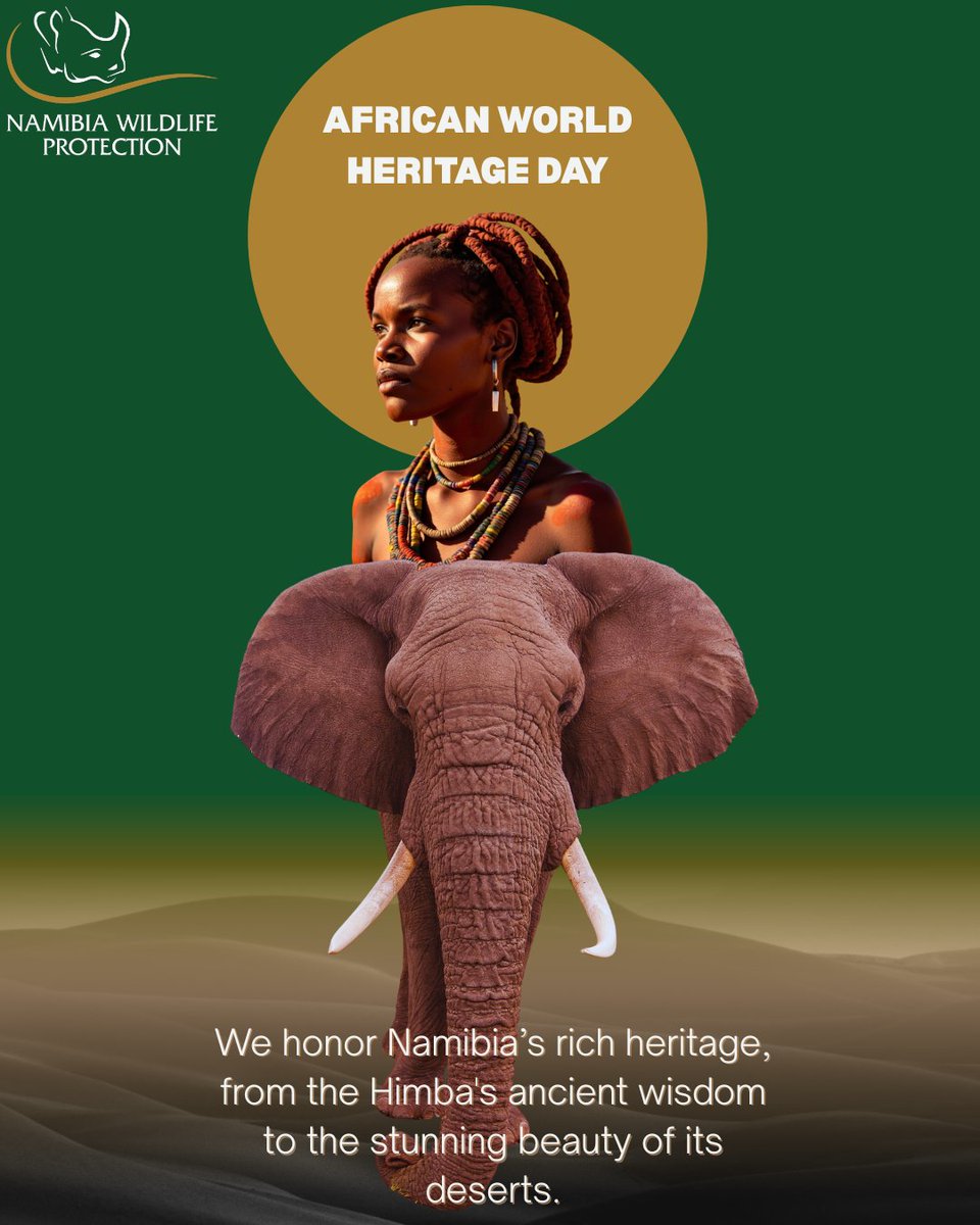 NamWildProt's tweet image. African World Heritage Day 🧡
From the ancient wisdom of the Himba people to the majestic presence of our elephants and the sweeping beauty of the Namib Desert - Namibia is a living story of resilience and wonder. #AfricanHeritageDay #NamibiaWildlifeProtection#CulturalHeritage
