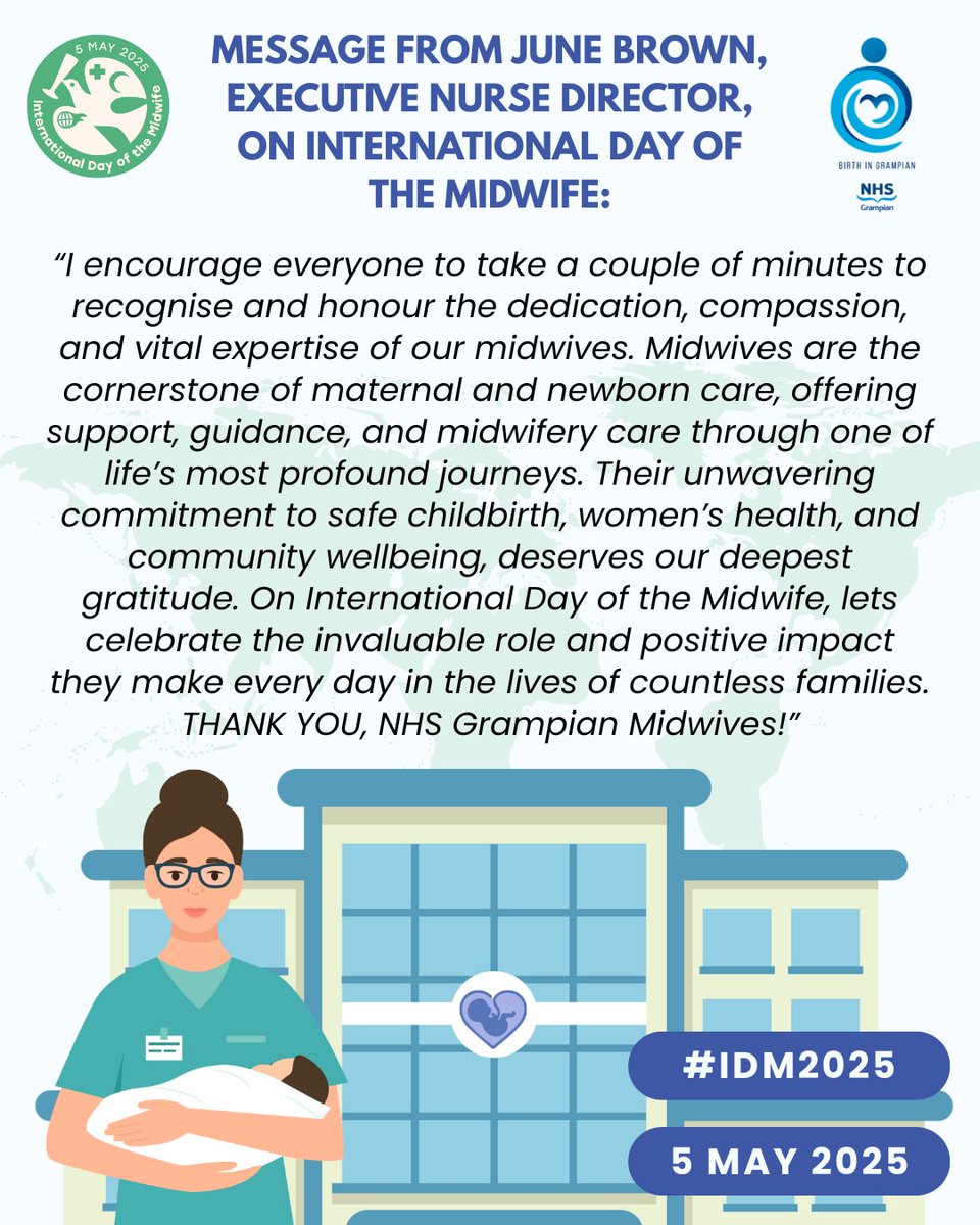 Message from June Brown, Executive Nurse Director, on #InternationalDayOfTheMidwife:

#IDM2025 💙 

<a href="/junebrown116/">Prof June Brown</a>
