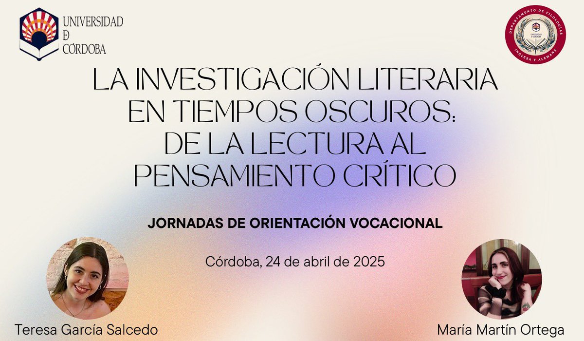 Last week the hopers Teresa and María presented our project to highschool students in the Vocational Guidance Sessions at University of Córdoba. The workshop was aimed at vindicating the importance of literary research on hope in "dark times"
#capitalocene #resistance #hope
