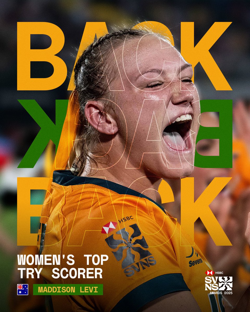 HSBC SVNS (@svnsseries) on Twitter photo She is inevitable 😮💨
Maddi Levi goes three years in a row as Women’s Top Try Scorer 🤯
#HSBCSVNS | #HSBCSVSNAWARDS | <a href="/Aussie7s/">Australia Sevens</a> She is inevitable 😮💨
Maddi Levi goes three years in a row as Women’s Top Try Scorer 🤯
#HSBCSVNS | #HSBCSVSNAWARDS | <a href="/Aussie7s/">Australia Sevens</a>