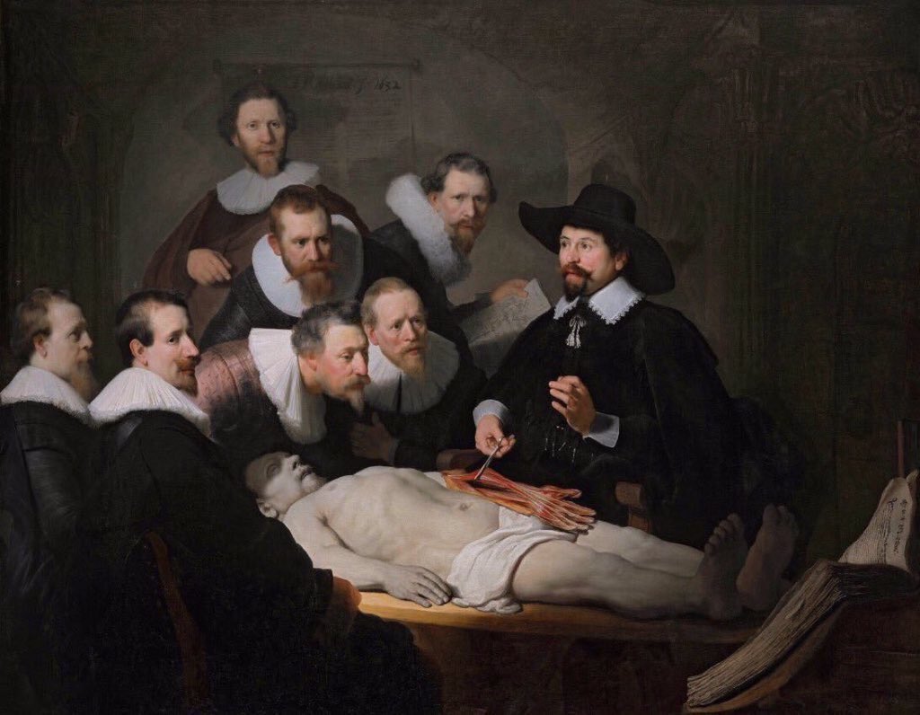 The Anatomy Lesson of Dr. Nicolaes Tulp, by Rembrandt, 1632 #histmed #DutchGoldenAge #anatomy #doctor #medstudent #medschool #pastmedicalhistory