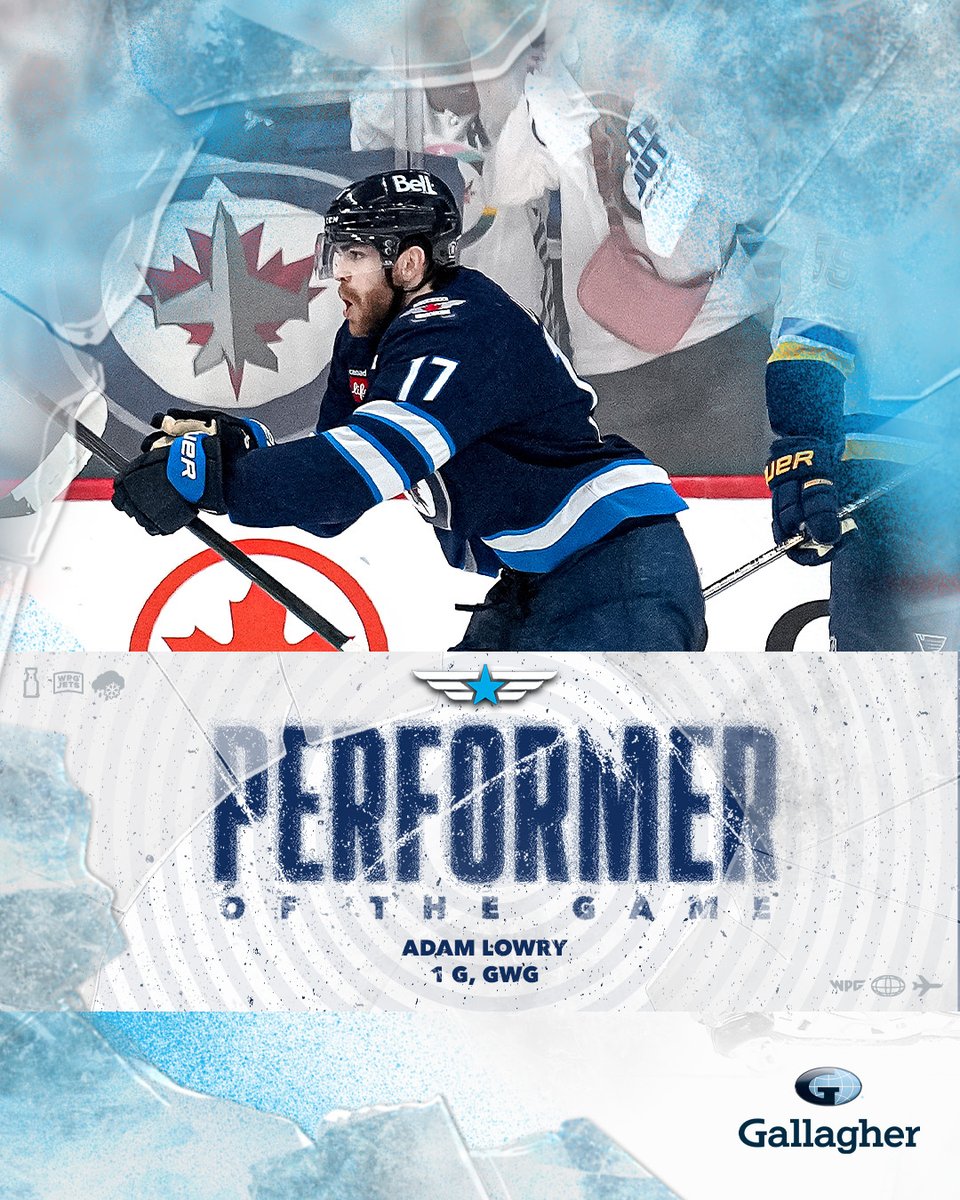 NHLJets's tweet photo. OT HERO 👨‍✈️

@GallagherGlobal | #GoJetsGo https://t.co/5JW8c62XsA
