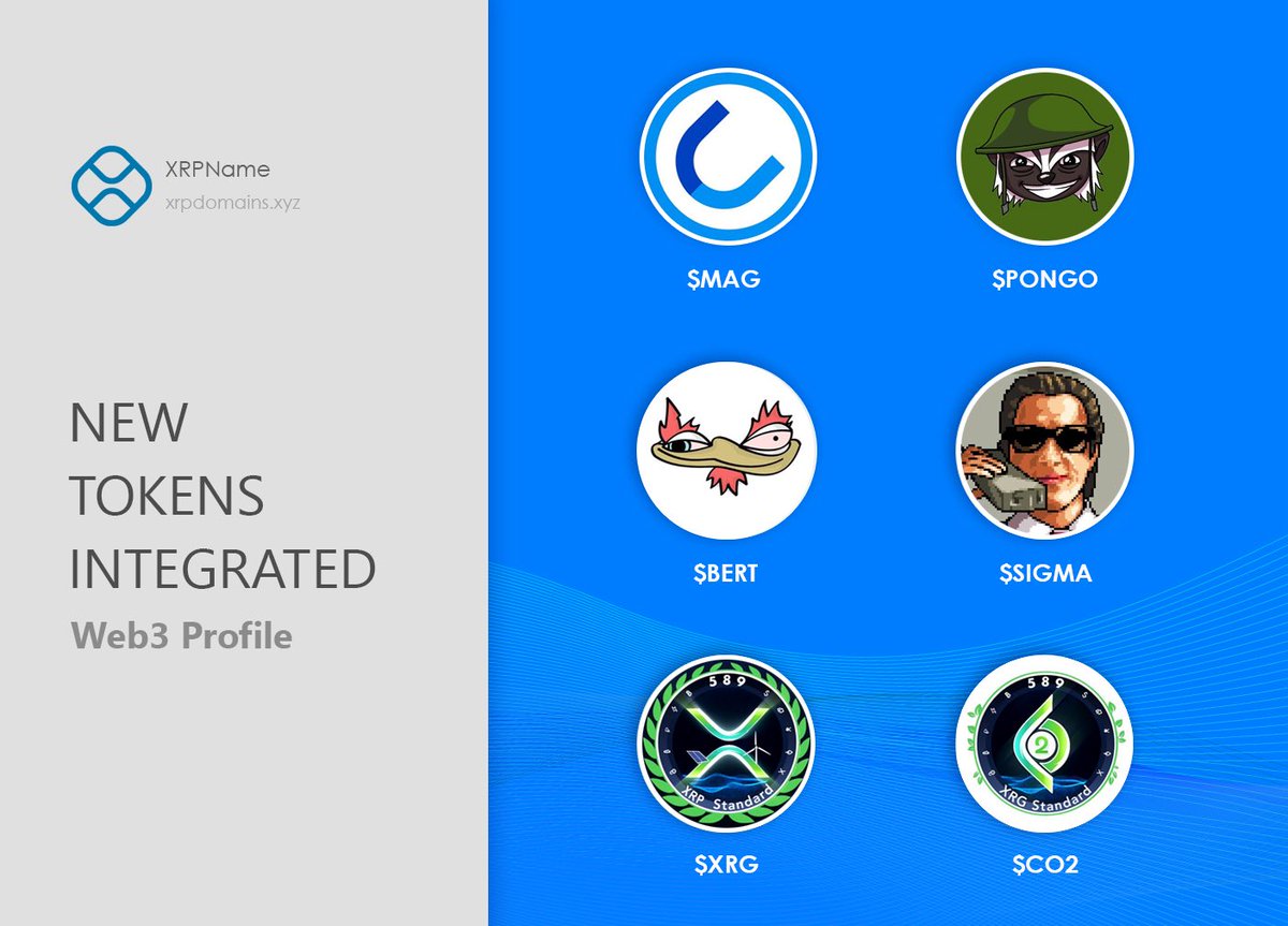 xrpdomain's tweet photo. 🔥 Just In: 6 new XRPL tokens officially integrated on your #Web3 Profile

Now tracking in real-time:

✅ $MAG – @MagneticXRPL
✅ $PONGO – @PongoXRPL
✅ $BERT – @thebertcoin
✅ $SIGMA – @SigmaOnXRPL
✅ $XRG – @xgreen_energy
✅ $CO2 – @co2_support

#XRPCommunity #XRPL https://t.co/P6HCiuG2sh