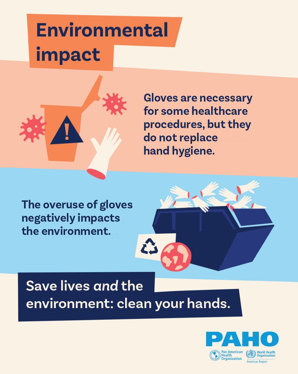 pahowho's tweet photo. 🧤 Attention health care workers: gloves don’t replace hand hygiene 🤲🧼, however, use them only when required to reduce healthcare waste and protect the planet.
SAVE LIVES – #CleanYourHands
➡️https://t.co/GE0vTfaQvT https://t.co/hEZeHESMuI