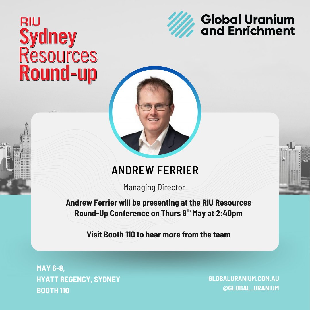 $GUE MD Andrew Ferrier will be attending RIU Sydney from 6-8 May 2025 at Booth 110 &amp; presenting on 8 May at 2:40PM

$GUE is developing a portfolio of advanced, high grade uranium assets in prolific uranium districts in the U.S at a pivotal time in the nuclear energy renaissance