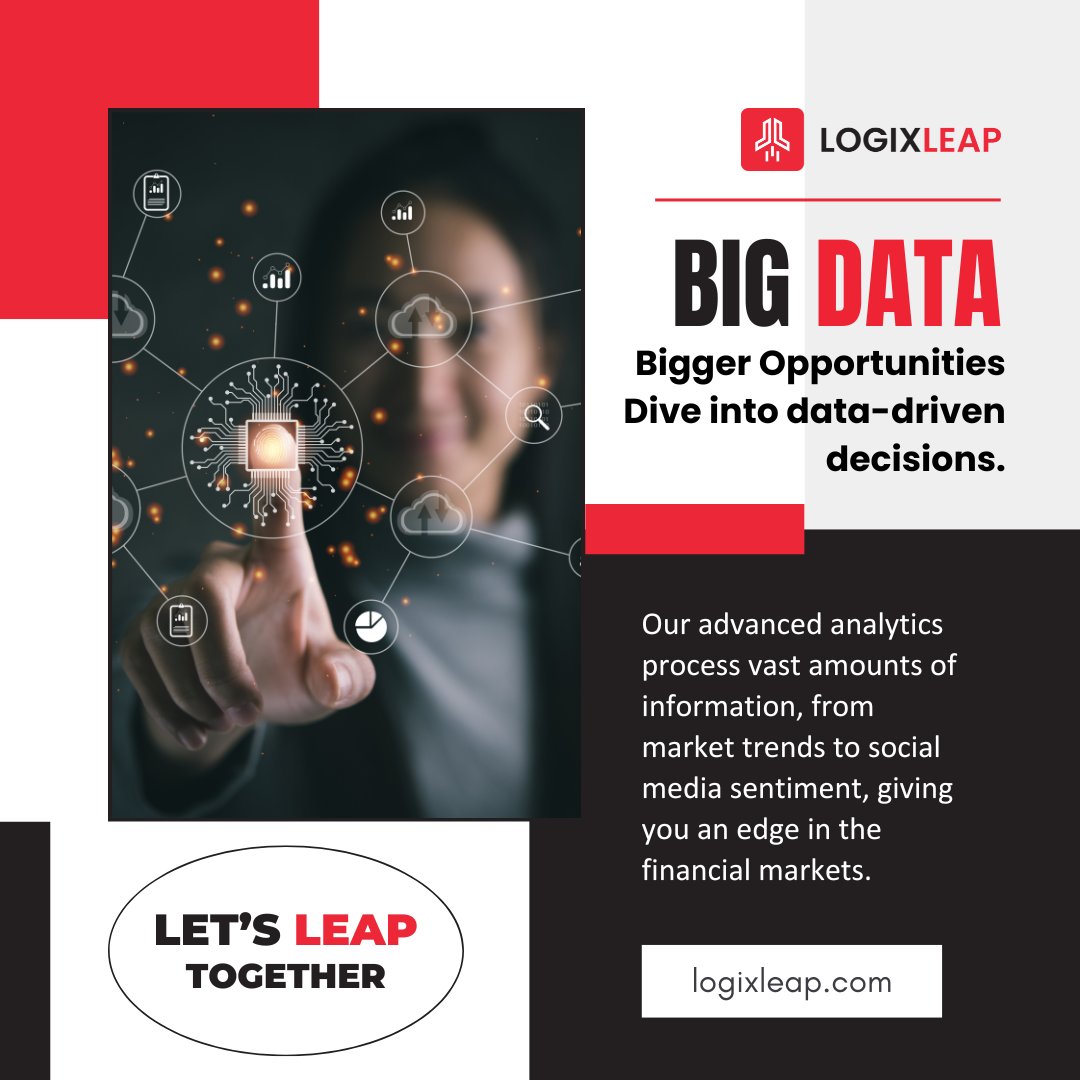 LogixLeap's tweet photo. 🚀 LogixLeap Big Data – Bigger Opportunities
Turn information into alpha. 📊 With LogixLeap’s cutting-edge analytics, we process everything from market signals to social sentiment—so you can trade smarter, faster, and ahead of the curve. #BigData #AlgoTrading #LogixLeap #Fintech https://t.co/pKkZpiEQiY