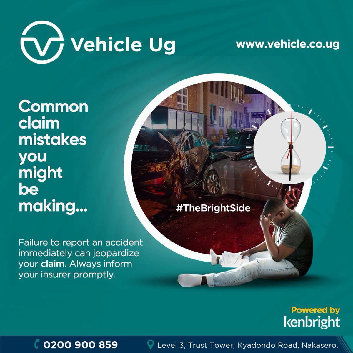 Vehicle_UG's tweet image. Don’t let a delay cost you your claim!
Accidents are stressful enough, don’t make it worse by waiting too long to inform your insurer. 

Report immediately to protect your claim.

#TheBrightSide