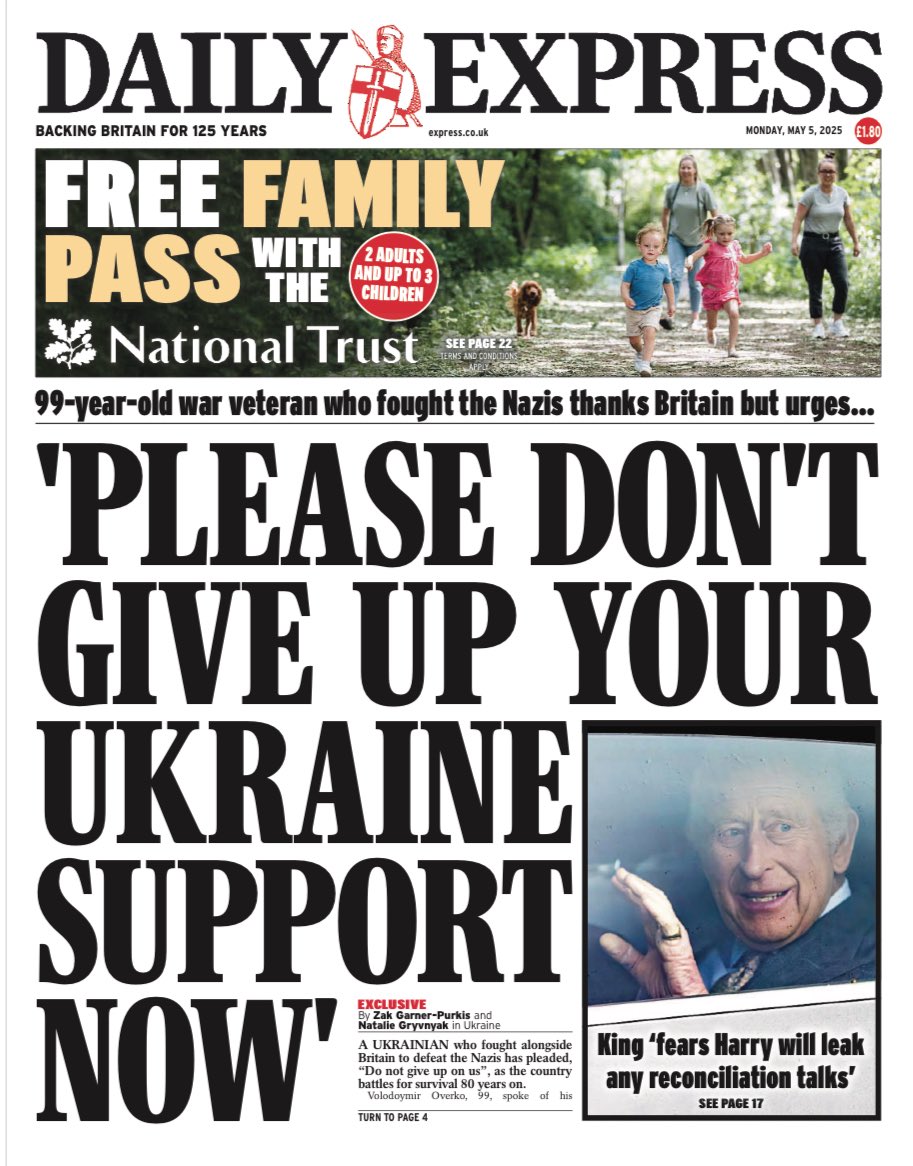 CallumHoare_'s tweet image. Today’s @Daily_Express is a special one for me as we we kick of VE Day 80th anniversary coverage.
An incredible exclusive by @JournoZak from Ukraine with 99-year-old veteran Volodoymir Overko who pleads: ‘Please do not give up on us’.
This war hero fought shoulder-to-shoulder…