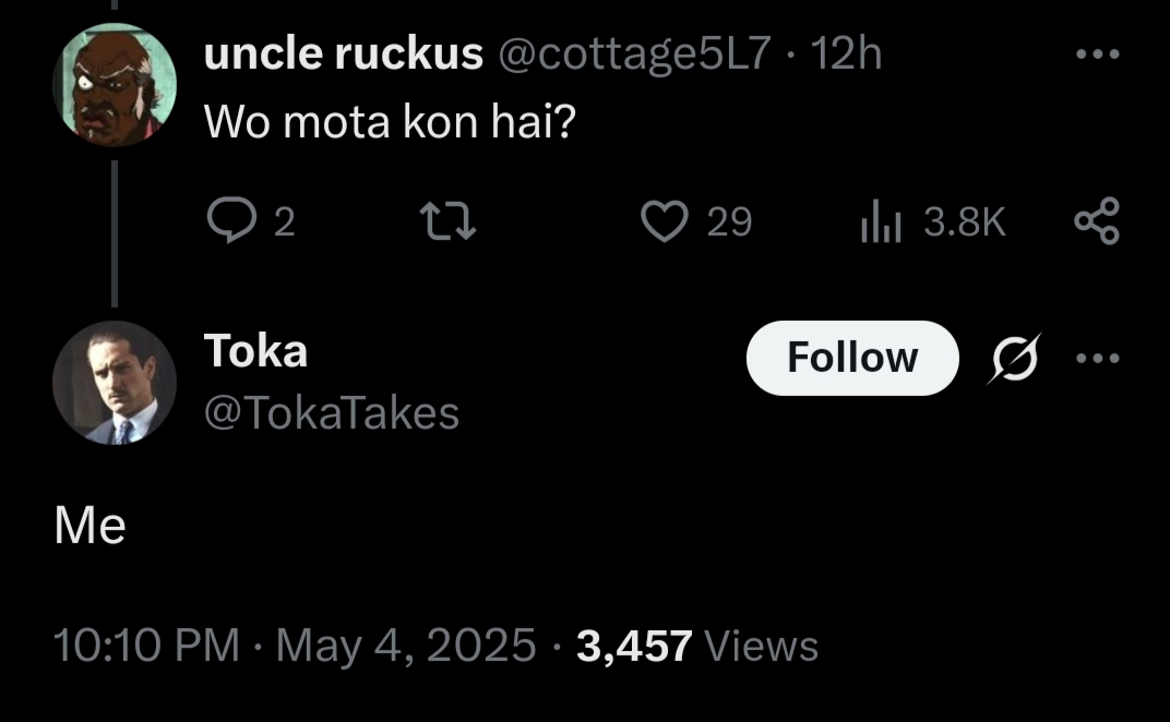 eaglehead78's tweet photo. Toka might be a horrible person but he definitely a good friend

Sacrificed his honor to save Immy Kant's Tond 🫃

Respect 🫡️ https://t.co/jgRJr36jKW