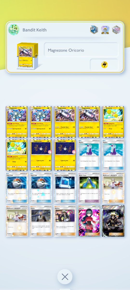 BanditKeithLoR's tweet image. UB3 with these 2 Oricorio decks!
Some notes:
- Giant Cape helps you live for 2 turns against Skarmory Rocky Helmet
- Giant Cape + Potions can make bird go 1 on 1 with Skarmory Giant Cape