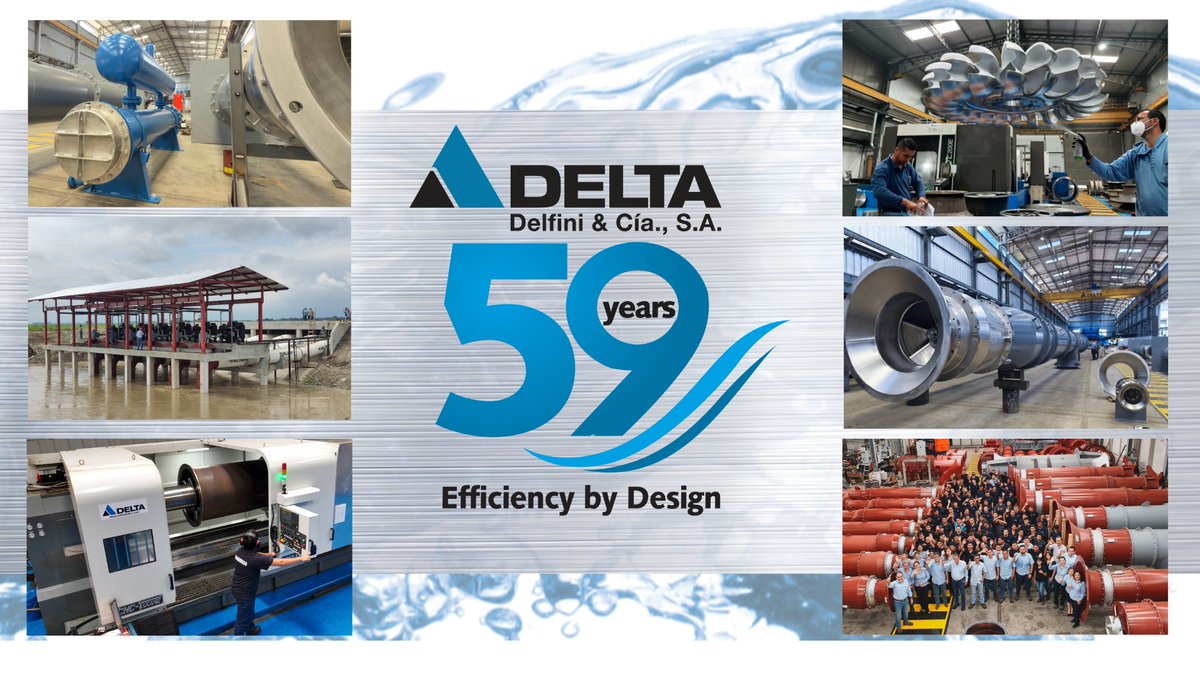 DELTA DELFINI (04-May-1966).   Industria ecuatoriana con 59 años de trayectoria al servicio de los sectores acuícola, agrícola, municipal e industrial, ofreciendo equipos de la más alta calidad con ingeniería propia.  Ingeniería Ecuatoriana de Exportación. #EfficiencyByDesign