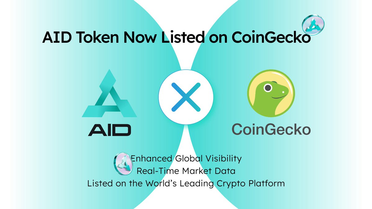 AID Token Listed on CoinGecko, Accelerating Global Expansion of AI + DeFi Integrated Ecosystem
medium.com/@AIDAv2/aidav2…

🎉 $AID is now live on <a href="/coingecko/">CoinGecko</a>!
Track price 📊, volume 💧 &amp; growth 🚀 in real time!
Next-gen AI + DeFi is here 🔗👇
coingecko.com/en/coins/aid
#AIDToken