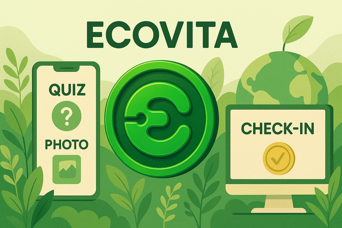 Did you know? 🌱 You can earn Eco Points through quizzes and photo uploads in the Ecovita app 📱
Then, don’t forget to complete your daily check-in on the website too! ✅
All your points can be swapped for $ECOVITA tokens—turn your green actions into real rewards! 💚🚀

📱Android
