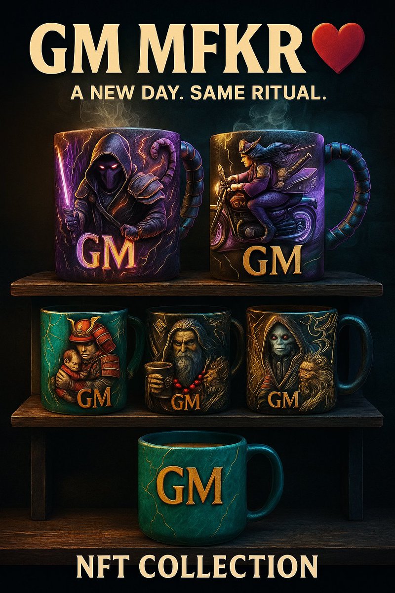 jayabs_eth's tweet photo. GM MFKRS ❤️
A new day. Same ritual.
366 mugs. 1 for every day.
Some will sip. Some will miss.
Minting very soon…
Are you holding your cup tight?
@GMSamurAIs
#GMmfkrs #NFTs #1CupADay #Apechain https://t.co/jGAg40LY2w