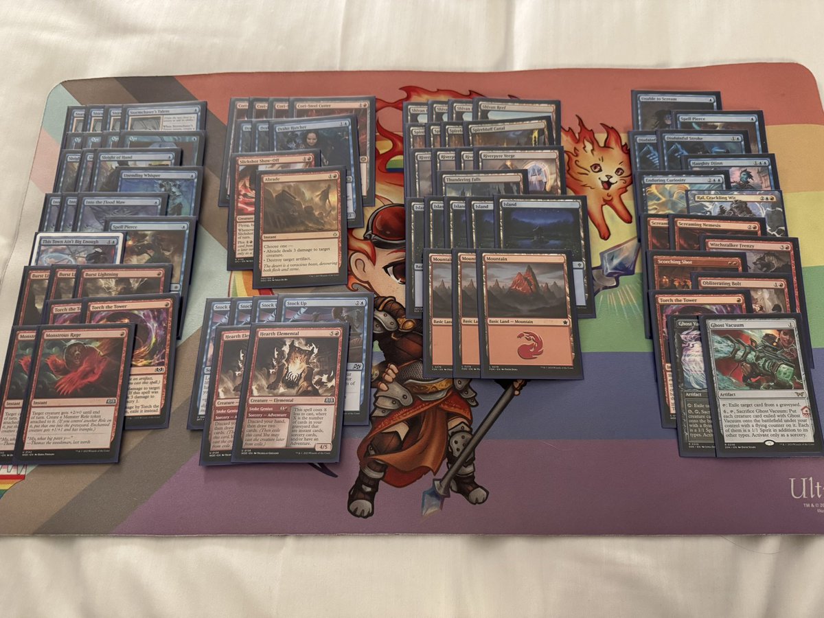 Mostly on 🟦☁️ now (without the underscore). Went 8-1 day one of RC Minne with no-Swiftspear Cutter but the wheels fell off for day 2. Scraped some wins off the pavement to end 10-5 and min cash plus pick up a modern invite. 

Excited for the next opportunity to game