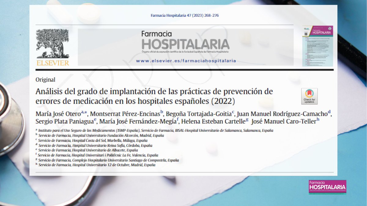 Farmacia Hospitalaria (@farm_hosp) on Twitter photo Análisis del grado de implantación de las prácticas de prevención de errores de medicación en los hospitales españoles (2022) <a href="/seguridad_sefh/">Seguridad Clínica SEFH</a> <a href="/ISMP_Espana/">ISMP-España</a>
<a href="/sanidadgob/">Ministerio de Sanidad</a> #RevistaFarmaciaHospitalaria #HospitalPharmacy revistafarmaciahospitalaria.es/es-analisis-de… Análisis del grado de implantación de las prácticas de prevención de errores de medicación en los hospitales españoles (2022) <a href="/seguridad_sefh/">Seguridad Clínica SEFH</a> <a href="/ISMP_Espana/">ISMP-España</a>
<a href="/sanidadgob/">Ministerio de Sanidad</a> #RevistaFarmaciaHospitalaria #HospitalPharmacy revistafarmaciahospitalaria.es/es-analisis-de…