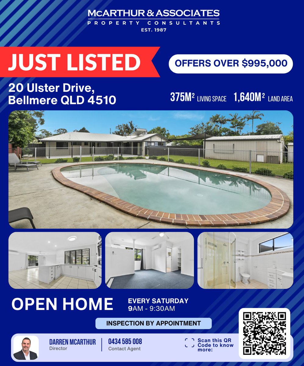 McArthur_Assoc's tweet photo. Just Listed!⁠
⁠
Step into elegance with 375m² of thoughtfully designed space on a sprawling 1,640m² lot.⁠
⁠
📅 Open Home Alert:⁠
Every Saturday, 9 am - 9:30 am⁠

Inspection by Appointment

Contact Darren at 0434 585 008⁠
Scan QR code for info⁠
⁠
#McArthurAndAssociates https://t.co/fGPwwzELbU