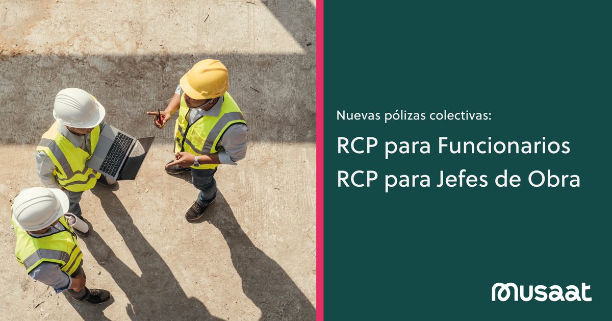 👷‍♂️ <a href="/Musaat_Seguros/">Musaat</a>  lanza dos nuevas pólizas colectivas, diseñadas específicamente para quienes ejercen en la Administración Pública o como Jefes de Obra.
✅ Contratación fácil, sólo tienes que colegiarte.
✅ Coberturas a medida.

+Info: musaat.es/noticias/musaa…

#ConectAT