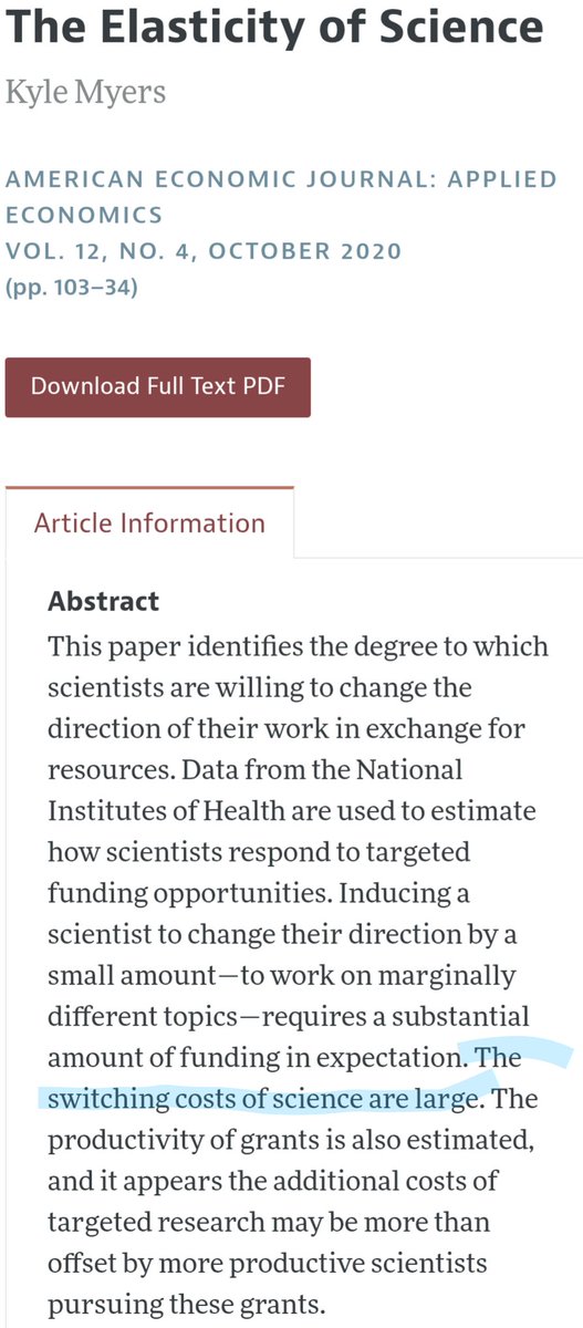 We tend to think that many scientists just chase funding, switching to whatever is "hot" at the moment. 
But this study, maybe the only credible one on this topic, concludes otherwise: