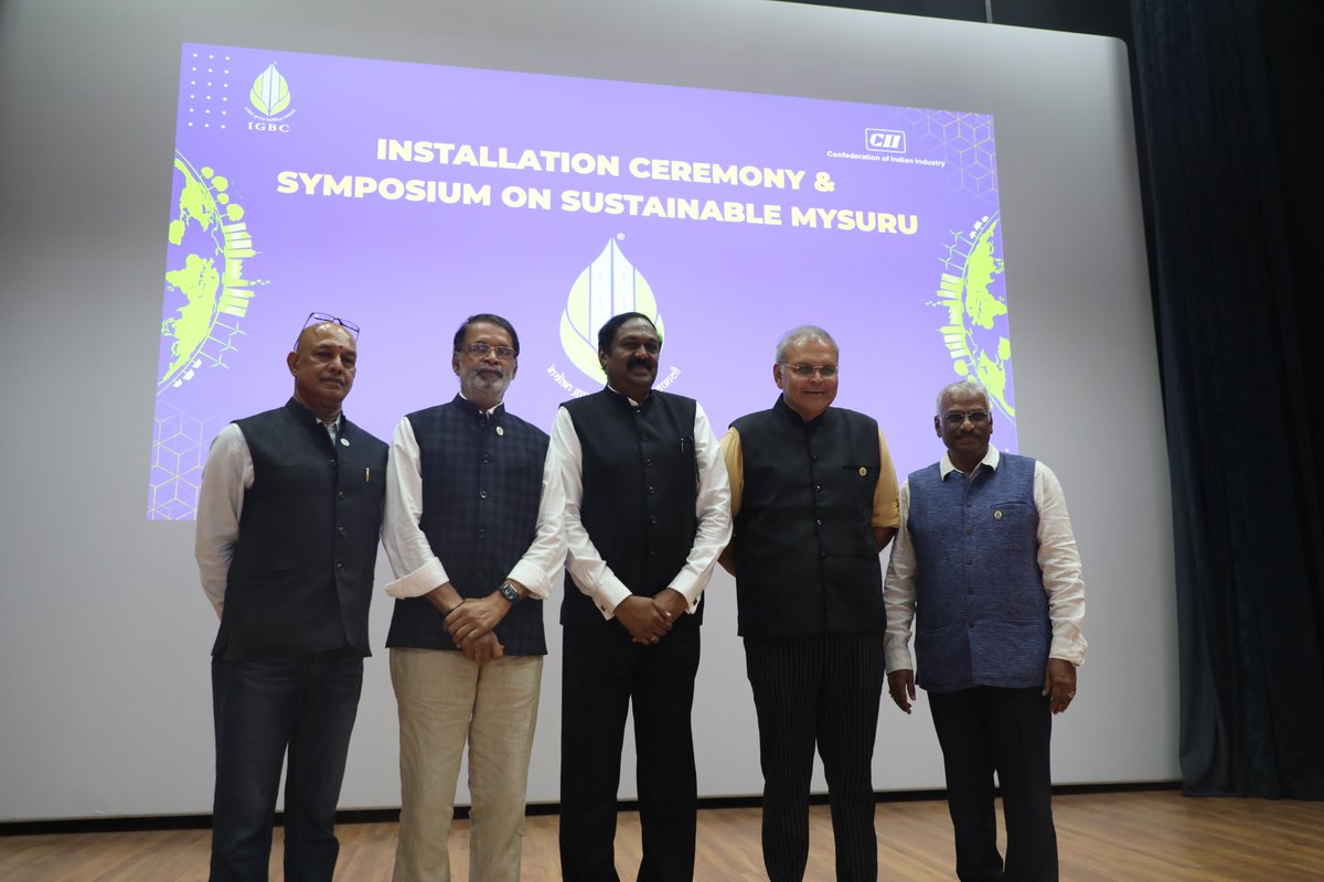 IGBConline's tweet photo. Building a Greener Mysuru! 🌱
Over 100 leaders joined the Sustainable City Symposium on May 2, 2025, as IGBC Mysuru’s new team took charge. Let’s make Mysuru a model green city! 💚
#igbcmysuru #greencitymission #sustainablemysuru #urbansustainability #buildgreenlivegreen https://t.co/V7zmbOgVW5