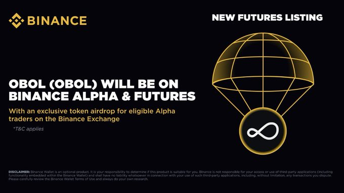 BSCWorld_JC's tweet photo. 🚀 BREAKING: @Obol_Collective ($OBOL) is making its way to Binance Alpha!

📅 Go live:

Spot trading opens on May 7 at 10:00 UTC

OBOL/USDT Perpetuals (up to 50x leverage) launch at 10:30 UTC on Binance Futures

🎁 Alpha Airdrop:

Users with enough Alpha Points will receive OBOL airdrops 20 minutes post-launch.

Required threshold will be revealed on May 7 — stay sharp!

#Binance #OBOL #Airdrop #AlphaLaunch