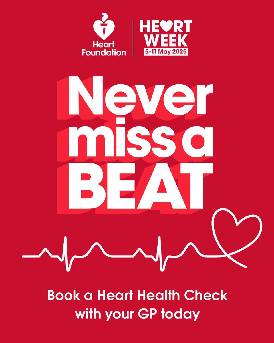 #HeartWeek2025 is Australia's national heart health awareness week held from the 5-11th of May 2025❤️

It provides an opportunity for Australians to start a conversation about heart health with their loved ones and take positive steps to reduce their heart disease risk.📉🤝

❤️