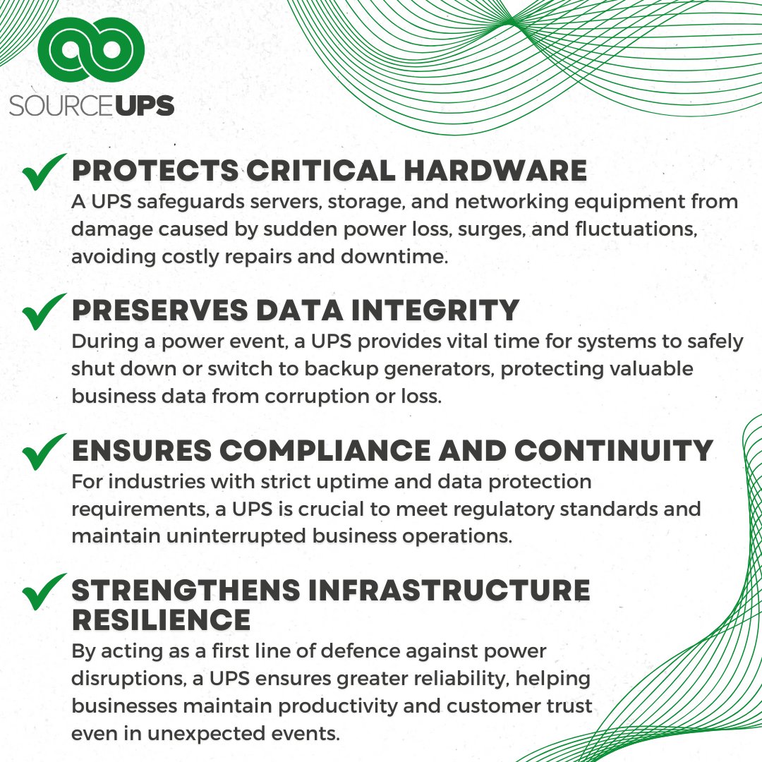Power disruptions cost more than downtime.
A UPS backup protects your data, hardware, and compliance — and keeps your business resilient.
Find out why it’s essential for every data centre. 🔋
👉 sourceups.co.uk/ups-power-back…
#UPSPower #DataCentre #BusinessContinuity
