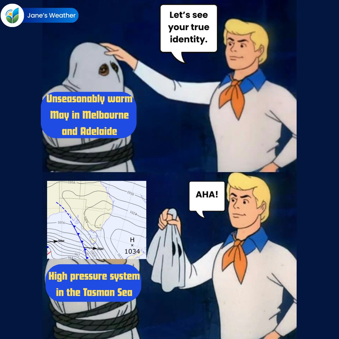 janesweather's tweet image. We're well into the first week of May, but the weather pattern doesn't seem to understand the calendar.

Discover why Melbourne is warmer than Brisbane and why the rain isn't falling here: bit.ly/4jCvCIt

#weather #australia #vicweather #qldweather #hotweather