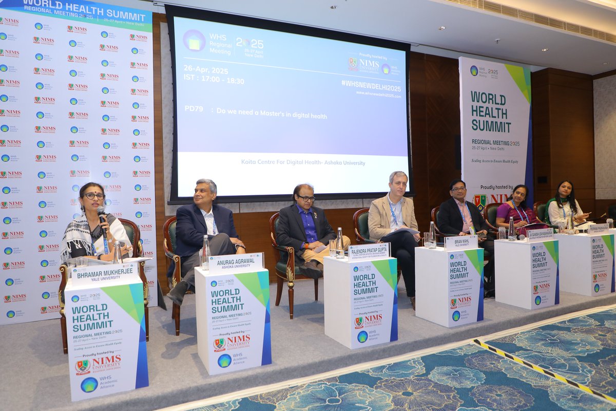 KCDH_A's tweet image. As part of the @whsnewdelhi2025 KCDH-A, hosted a provocative panel discussion titled “Do We Need a Master's in Digital Health?”
The session brought together leading academics, public health practitioners, and technologists to explore the #digitalhealth in higher #education.
