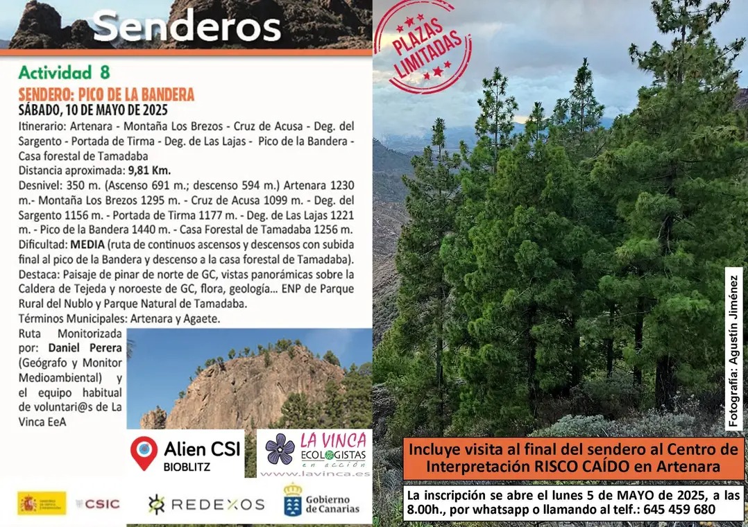 RedEXOS_Gobcan (@redexosgobcan) on Twitter photo En menos de una hora (a las 08:00 h.) se abren las inscripciones para esta ruta de <a href="/LaVinca_EA/">La Vinca Ecologistas en Acción</a>, vinculada al desarrollo del #AlienBioblitz25. Puedes apuntarte por ☎️ o WhatsApp al 645 459 680 🚶🚶♀️ En menos de una hora (a las 08:00 h.) se abren las inscripciones para esta ruta de <a href="/LaVinca_EA/">La Vinca Ecologistas en Acción</a>, vinculada al desarrollo del #AlienBioblitz25. Puedes apuntarte por ☎️ o WhatsApp al 645 459 680 🚶🚶♀️