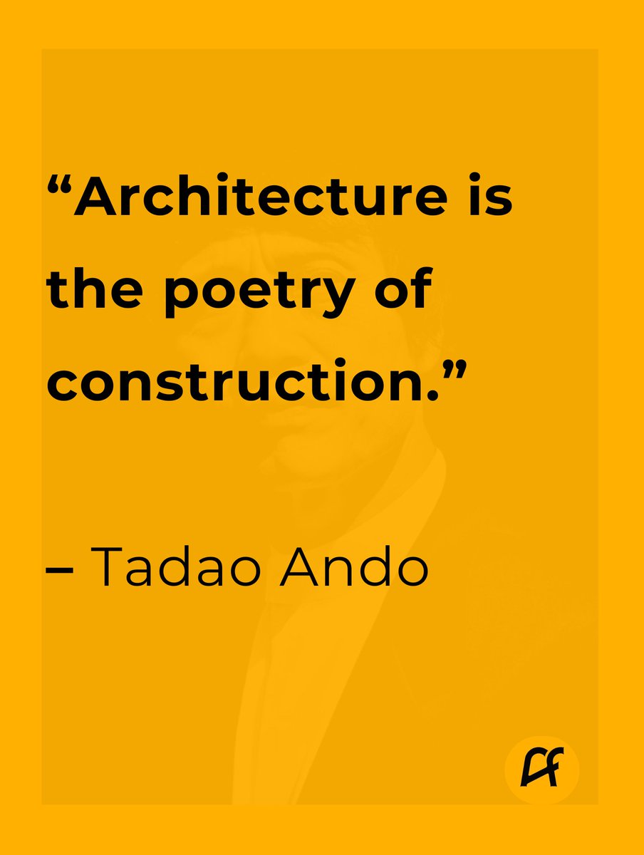 Arcfunmi's tweet image. “Architecture is the poetry of construction.” 

– Tadao Ando

#mondaymotivation #architecturequote #architecture #construction #architect