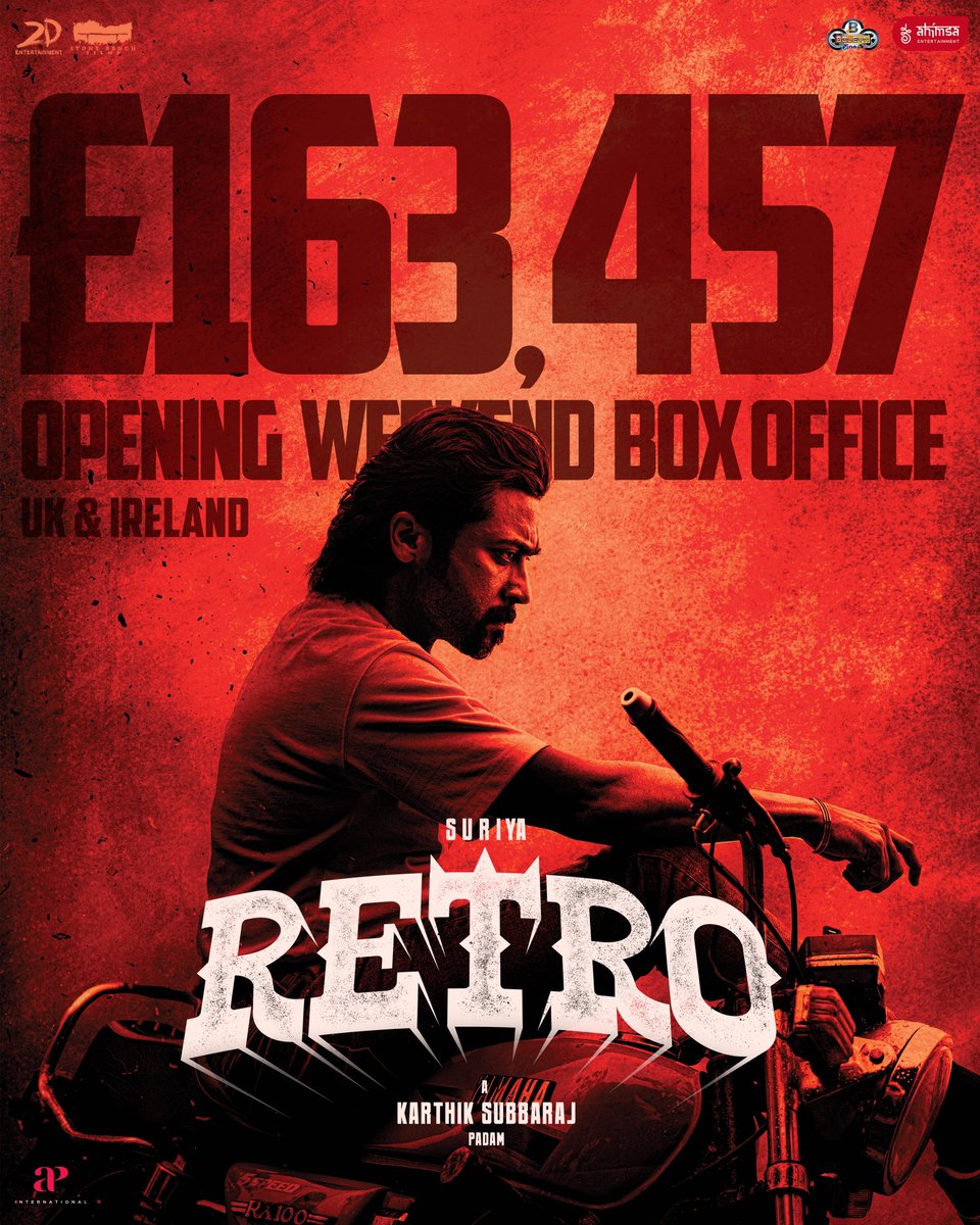 Ahimsa Entertainment (@ahimsafilms) on Twitter photo Your love for THE ONE has turned into box-office fireworks — #RETRO smashes a £164k opening weekend in the UK, without premieres! 🔥🥵 Thank you, fans, and thank you, Suriya na, for making cinema feel special again. We love you na! ♥️ <a href="/cinema_boleyn/">Boleyn Cinema</a>
#Suriya @Suriya_Offl Your love for THE ONE has turned into box-office fireworks — #RETRO smashes a £164k opening weekend in the UK, without premieres! 🔥🥵 Thank you, fans, and thank you, Suriya na, for making cinema feel special again. We love you na! ♥️ <a href="/cinema_boleyn/">Boleyn Cinema</a>
#Suriya @Suriya_Offl