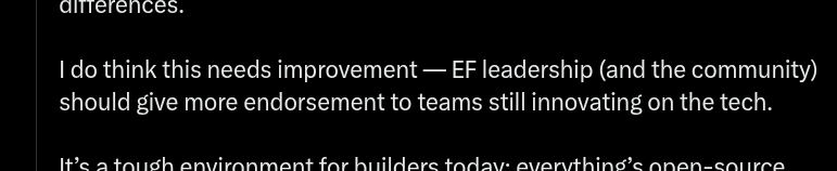 It's actually the opposite 

This is a screenshot from a tweet from a rollup founder.

Rollups need to stop thinking that their tech differentiates them.

None of your tech is 10x your competitors, sorry.  None of you.  Not even close.  We're talking percentage differences, not