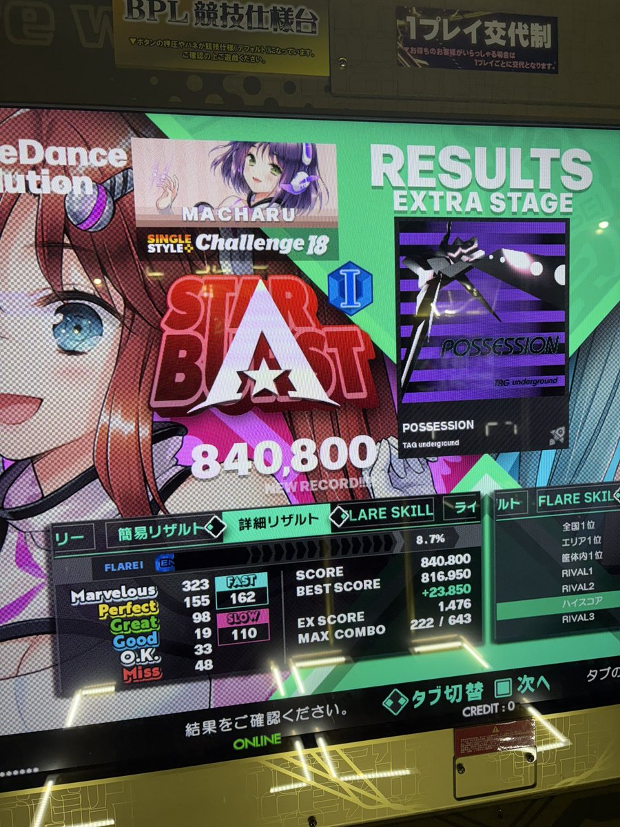 macha_ddr's tweet image. やっっっった〜！！！！ポゼ鬼クリア出来た！！！！
本当に苦手だったから嬉しい😭
18クリア71曲目！！