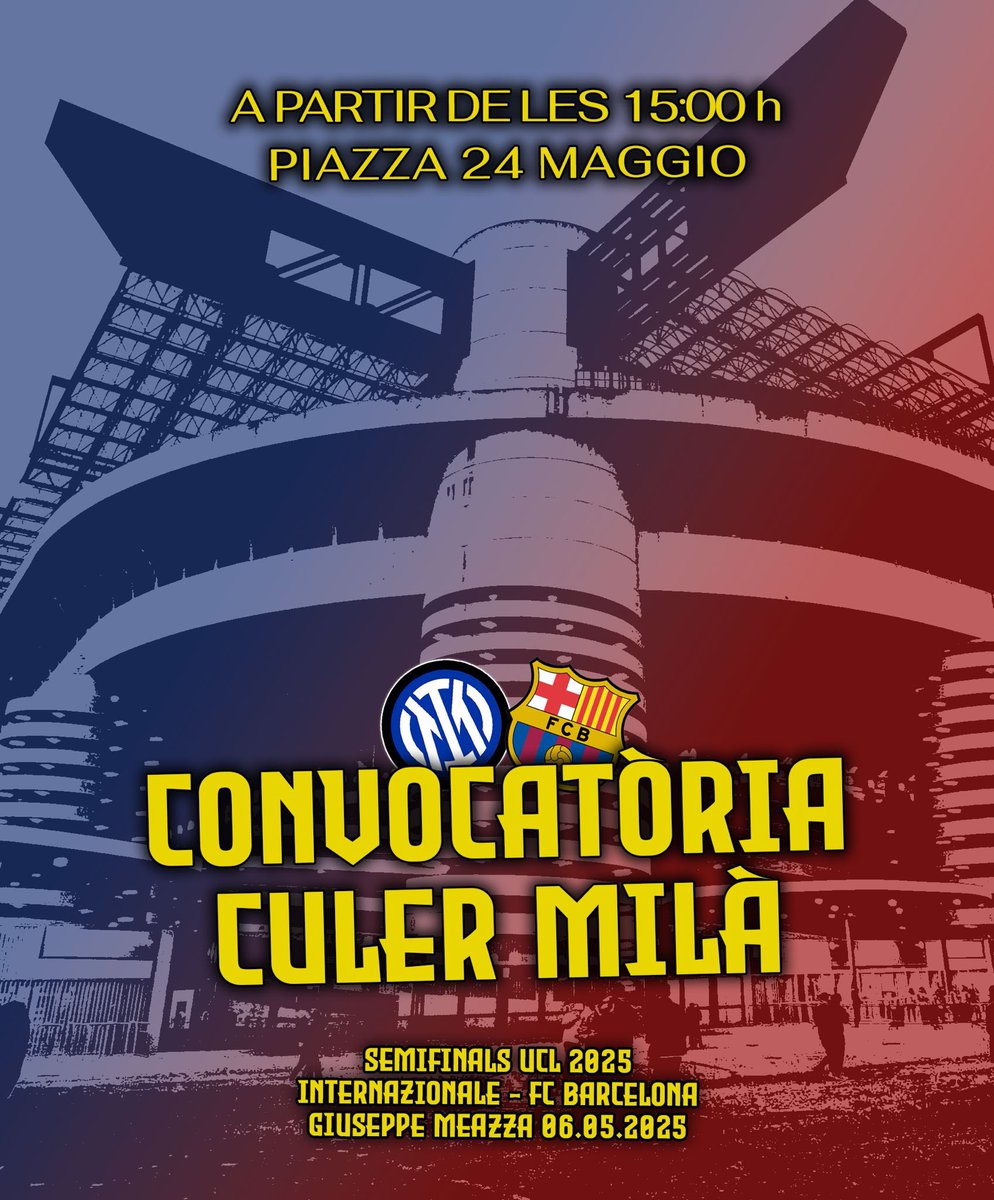 🔵🔴 Convocatòria a Milà:

Tots junts cap a la final!!!