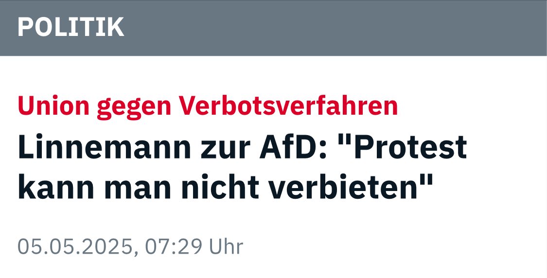 Die AfD wird (mehrheitlich) nicht aus Protest gewählt. Die Anerkennung empirischer Evidenz darf man von allen erwarten, egal, wie sie zum Verbotsverfahren stehen. #Linnemann