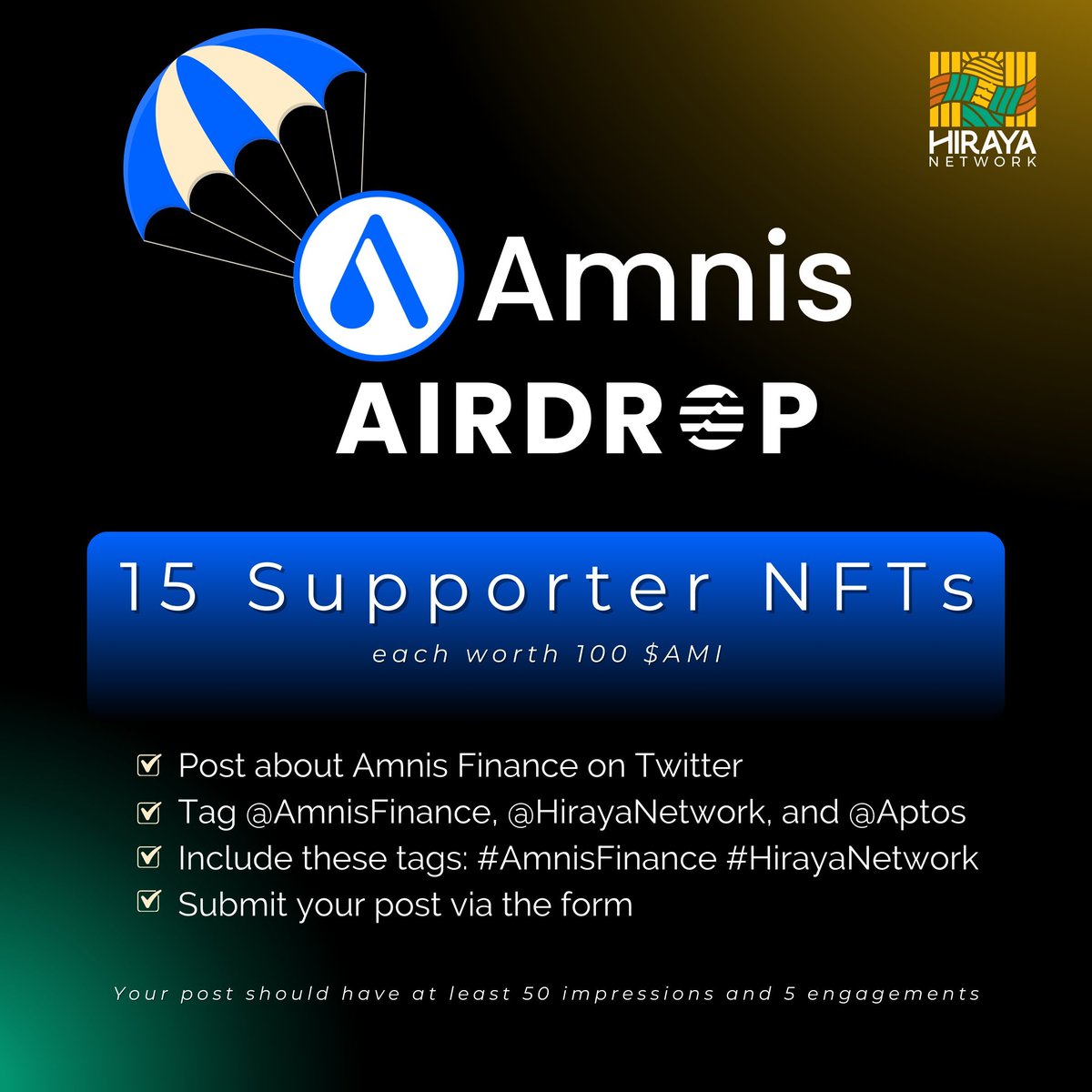 Hane | Web3 (@_johnhzz) on Twitter photo Exploring the future of liquid staking on Aptos with <a href="/AmnisFinance/">Amnis Finance</a> a protocol backed by <a href="/OKX_Ventures/">OKX Ventures</a>, <a href="/borderless_cap/">Borderless</a>, and <a href="/AptosLabs/">Aptos Labs</a>!
Join the movement with <a href="/HirayaNetwork/">Hiraya Network</a> and earn a Supporter NFT today!
Submit @ forms.gle/YKA2Q9vk6N16Qf…
#AmnisFinance #HirayaNetwork #Aptos Exploring the future of liquid staking on Aptos with <a href="/AmnisFinance/">Amnis Finance</a> a protocol backed by <a href="/OKX_Ventures/">OKX Ventures</a>, <a href="/borderless_cap/">Borderless</a>, and <a href="/AptosLabs/">Aptos Labs</a>!
Join the movement with <a href="/HirayaNetwork/">Hiraya Network</a> and earn a Supporter NFT today!
Submit @ forms.gle/YKA2Q9vk6N16Qf…
#AmnisFinance #HirayaNetwork #Aptos