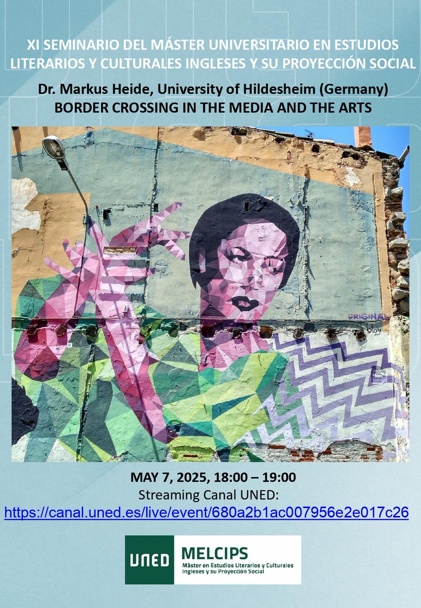 📢XI Seminario Máster Universitario en Estudios Literarios y Culturales Ingleses y su Proyección Social
🗓️7 de mayo
⏱️18:00

<a href="/DepExtranjeras/">Departamento de Filologías Extranjeras UNED</a> <a href="/uned_filologia/">UNED_Filología</a>