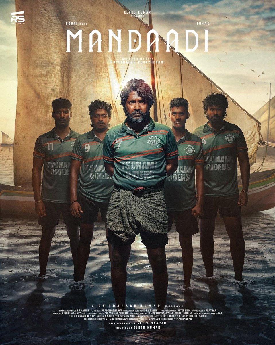 rajakumaari's tweet image. Here&apos;s the Telugu First Look of the film #Mandaadi 

@sooriofficial &amp;amp; @ActorSuhas are all set to Ride &amp;amp; Rule the Sea ⛵

@elredkumar @rsinfotainment #VetriMaaran @MathiMaaran @gvprakash @Mahima_Nambiar #Achyuthkumar @RavindraVijay1 #sathyaraj @PeterHeinOffl #Azar @srkathiir…