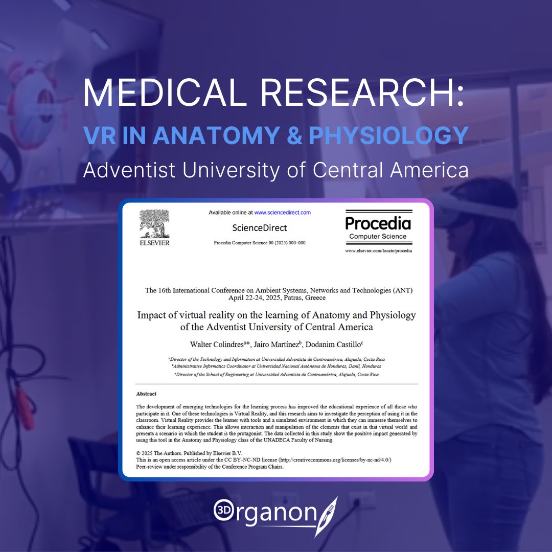 Exciting research from UNADECA, Costa Rica shows how VR boosts anatomy learning! 🧠✨
Using 3D Organon, students gained deeper, hands-on understanding of complex concepts.
📖 Read more: linkinghub.elsevier.com/retrieve/pii/S…
#3DOrganon #VRinEducation #Anatomy
