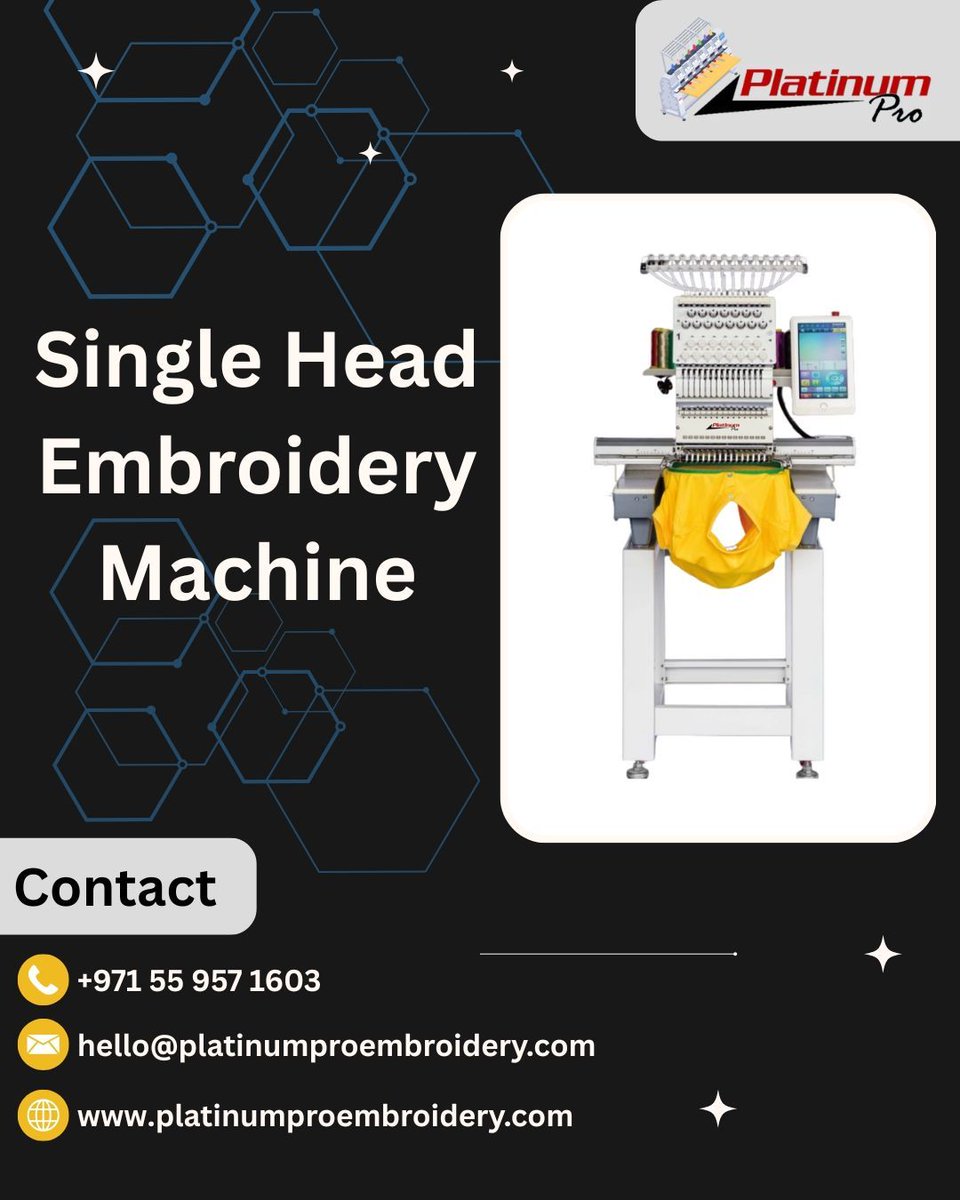 _PlatinumPro's tweet image. Single Head Embroidery Machine – Compact, Powerful &amp;amp; Precise!
Perfect for startups, boutiques, and home businesses, our Single Head Embroidery Machine brings professional-quality stitching to your fingertips.
#SingleHeadEmbroideryMachine #EmbroideryBusiness #CreativeStitching
