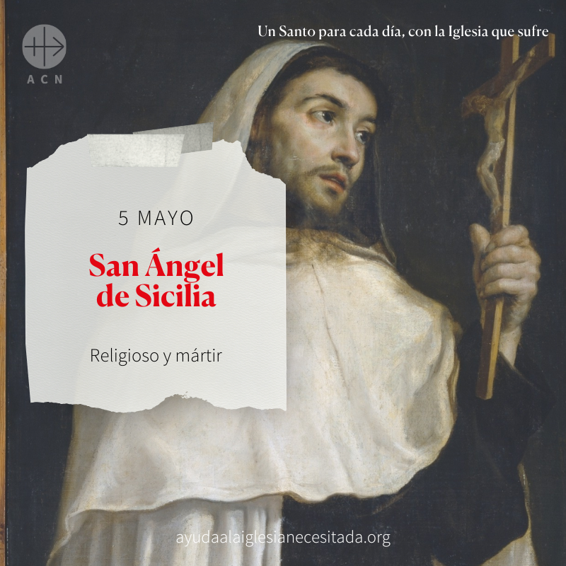 #FelizLunes Recordamos a San Ángel de Sicilia. Mientras predicaba a la multitud, una banda de malhechores le apuñaló. Herido de muerte, San Ángel cayó de rodillas y oró por todo el pueblo. Intercede por los religiosos perseguidos por su fe.