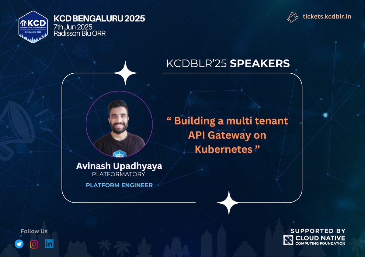 Speaker Spotlight: Avinash Upadhyaya K R @KCD Bengaluru! 🎤

We’re thrilled to have Avinash from Platformatory take the stage at Kubernetes Community Days Bengaluru where he will dive deep into "Building a Multi-Tenant API Gateway on Kubernetes" – a must-attend session for