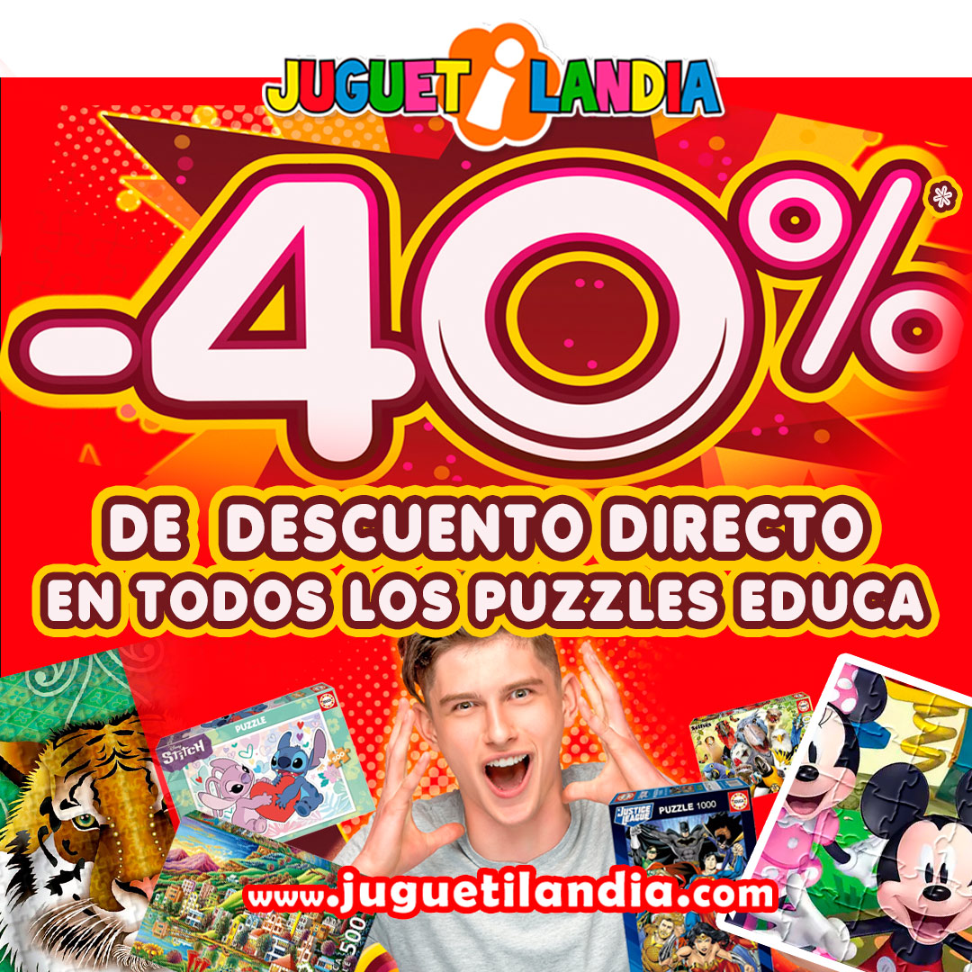 🧩 ¡Disfruta del 40% de descuento en Puzzles Educa!
Es el momento perfecto para relajarte y divertirte montando tus puzzles favoritos.
¡Solo por tiempo limitado!

👉 Descúbrelos todos en nuestra web.
juguetilandia.com/oferta/40-educ…