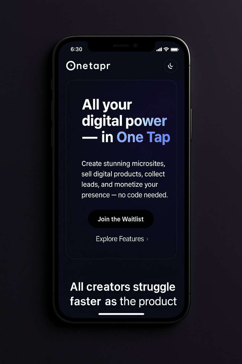 Tried “vibe coding” for the first time — no plan, no overthinking, just flow.
Built the OneTapr waitlist page in one go, and honestly? I love how it turned out.

Check it out: onetapr.com

#buildinpublic #vibecoding #SaaS
