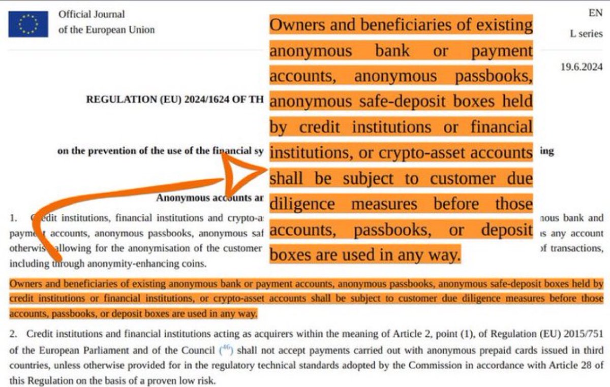 The EU will ban anonymous crypto accounts by 2027 and want to monitor every  transaction above €1,000