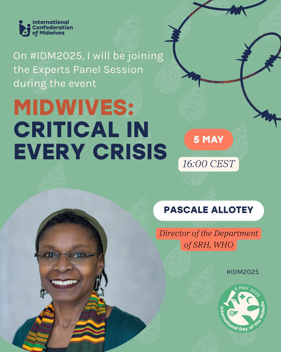 🎙️ Happening today!

Join us for the webinar on International Day of the Midwife:

💡 “Midwives: Critical in Every Crisis”
🕚 16:00–17:00 CET
📍 Learn how midwives deliver life-saving care in conflict-affected settings.

🔗 bit.ly/3ENO4Pm

#IDM2025 #HealthForAll #SRHR