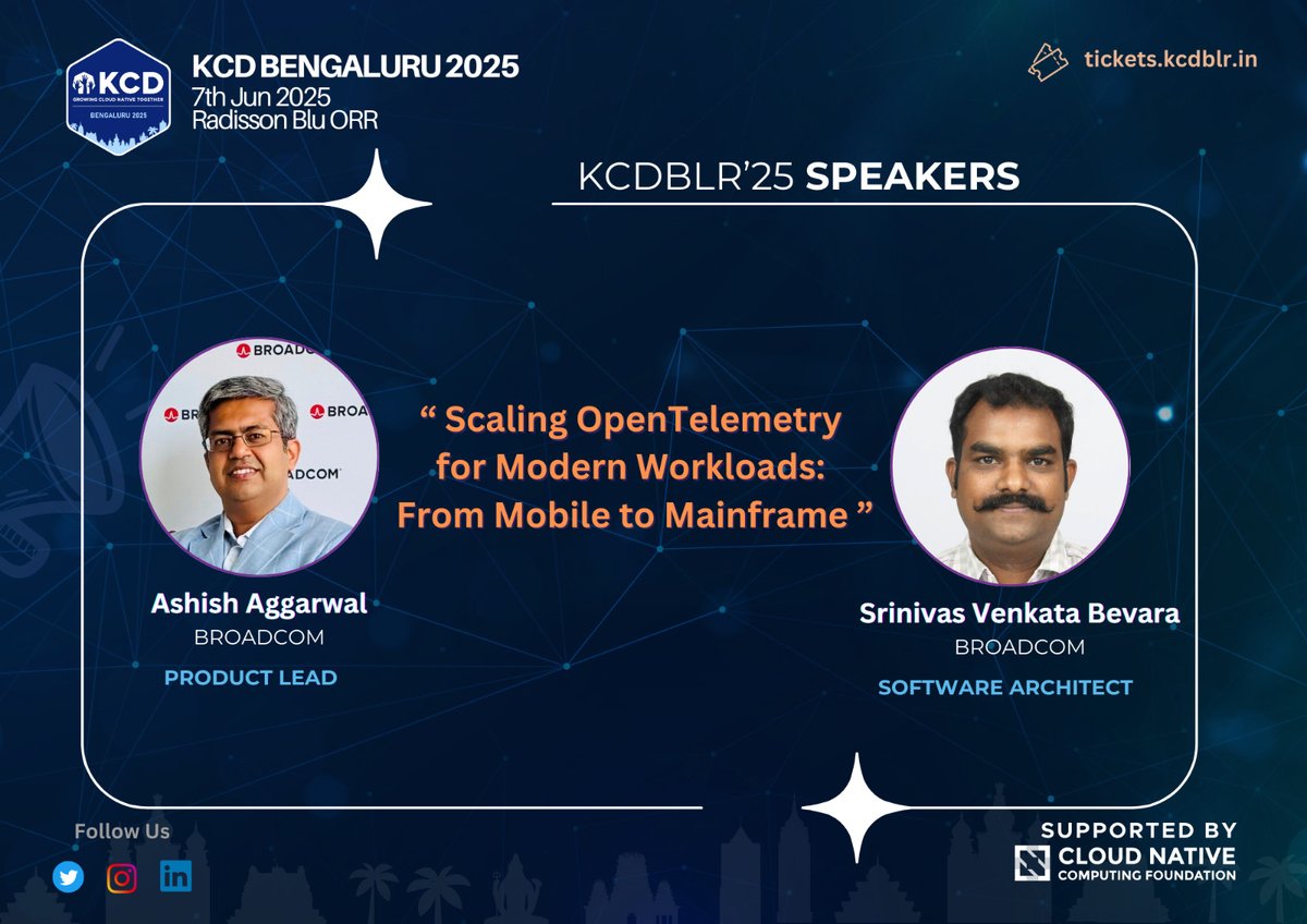 🎉We're delighted to have Ashish Aggarwal and Srinivas Venkata Bevara from Broadcom join us at Kubernetes Community Days Bengaluru!

In this session, Ashish and Srinivas will walk us through the challenges and solutions in extending observability across a diverse tech stack —